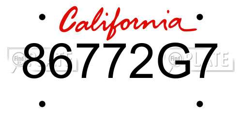 86772G7 California License Plate