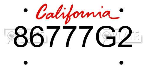 86777G2 California License Plate