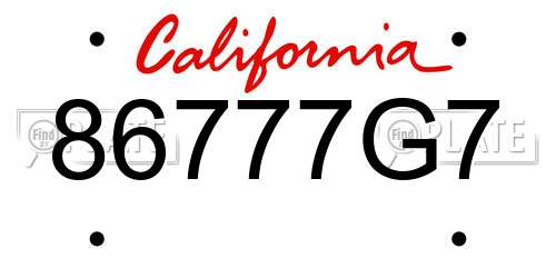 86777G7 California License Plate