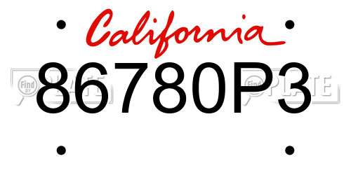 86780P3 California License Plate