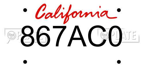 867AC0 California License Plate