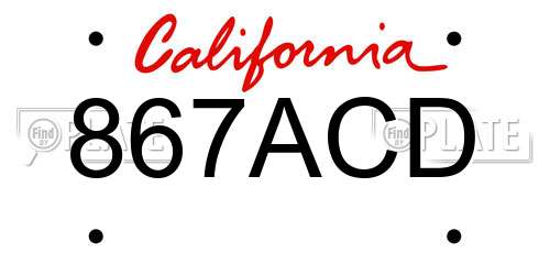 867ACD California License Plate