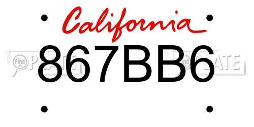 867BB6 California License Plate
