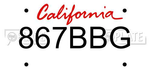 867BBG California License Plate