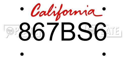 867BS6 California License Plate