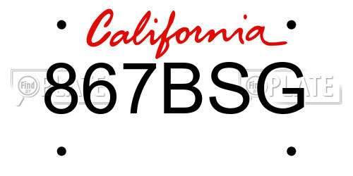 867BSG California License Plate
