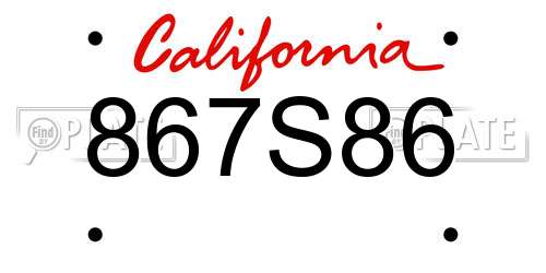 867S86 California License Plate