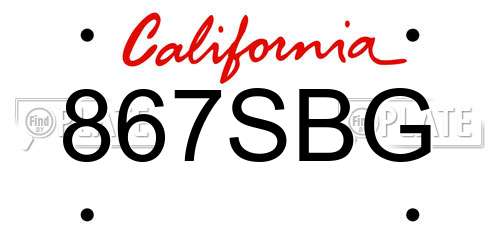 867SBG California License Plate