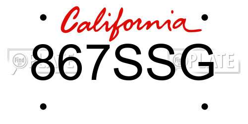 867SSG California License Plate