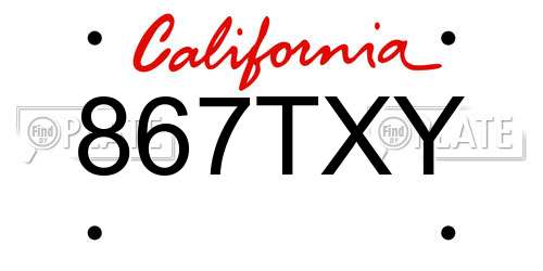 867TXY California License Plate