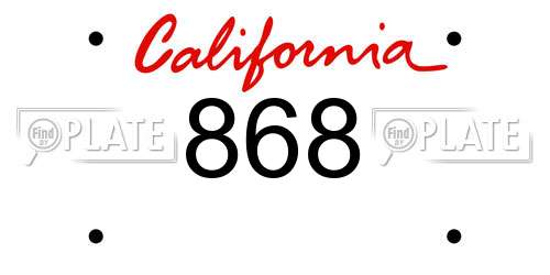 868 California License Plate