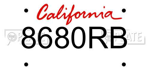 8680RB California License Plate