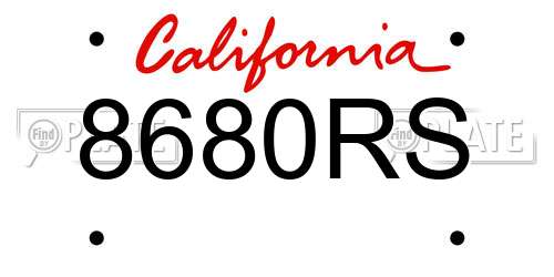 8680RS California License Plate