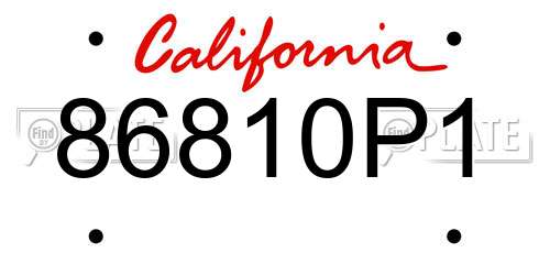 86810P1 California License Plate