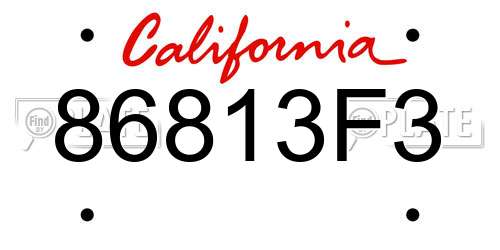 86813F3 California License Plate