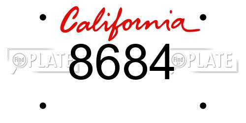8684 California License Plate