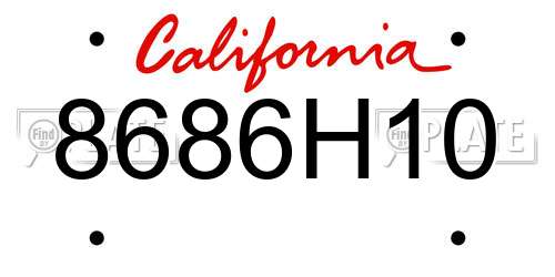 8686H10 California License Plate