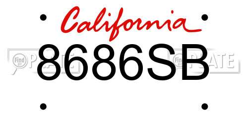 8686SB California License Plate