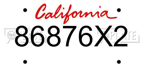 86876X2 California License Plate