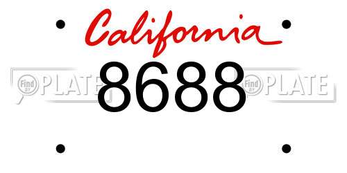 8688 California License Plate