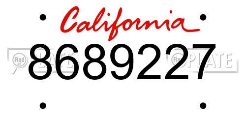 8689227 California License Plate
