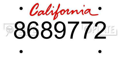 8689772 California License Plate