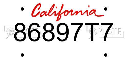 86897T7 California License Plate