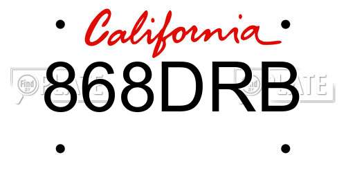 868DRB California License Plate