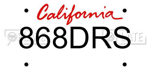 868DRS California License Plate