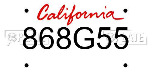 868G55 California License Plate