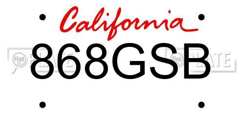 868GSB California License Plate