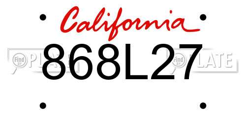 868L27 California License Plate