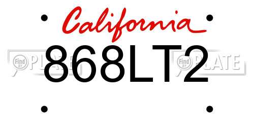 868LT2 California License Plate