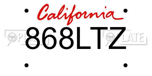 868LTZ California License Plate