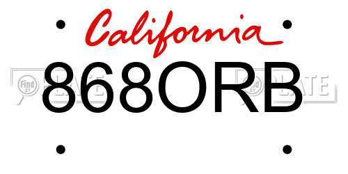 868ORB California License Plate