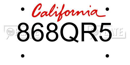 868QR5 California License Plate