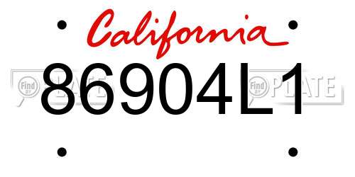 86904L1 California License Plate