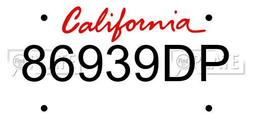 86939DP California License Plate