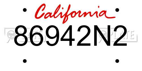 86942N2 California License Plate