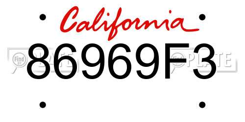 86969F3 California License Plate