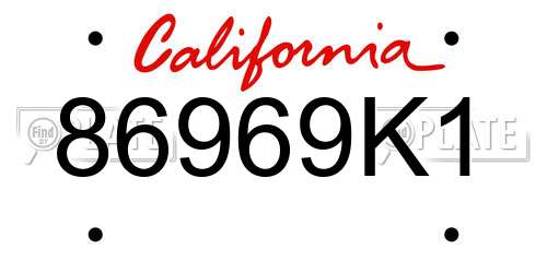 86969K1 California License Plate