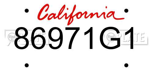 86971G1 California License Plate