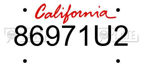 86971U2 California License Plate
