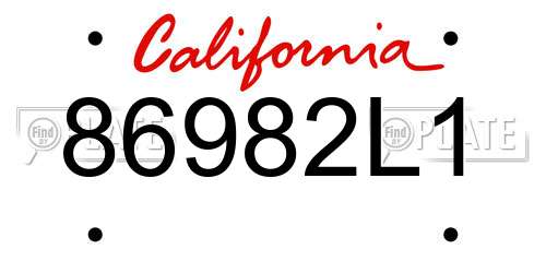 86982L1 California License Plate