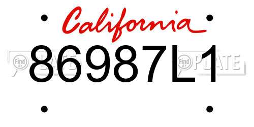 86987L1 California License Plate