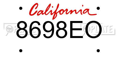8698EO California License Plate