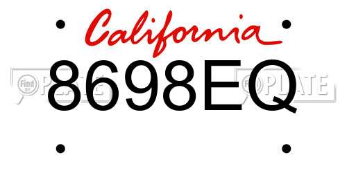 8698EQ California License Plate