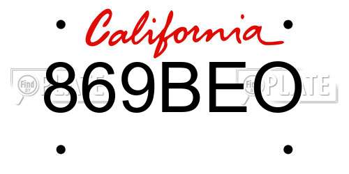 869BEO California License Plate