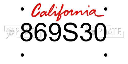 869S30 California License Plate