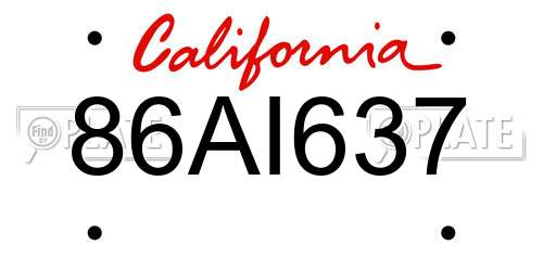 86AI637 California License Plate